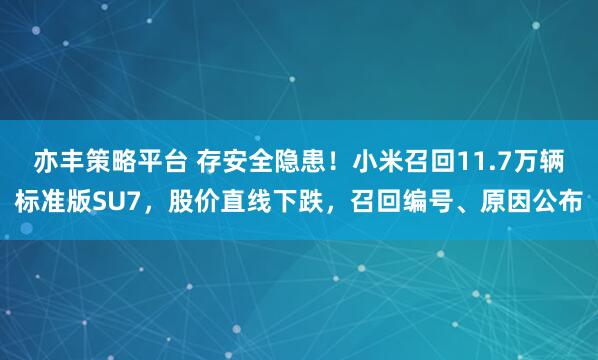 亦丰策略平台 存安全隐患！小米召回11.7万辆标准版SU7，股价直线下跌，召回编号、原因公布
